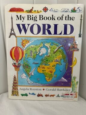 My Big Book of the World 90s vintage  kids Book colorful earth geography map